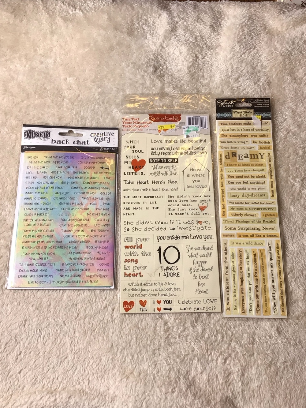 Mixed Sentiment & Phrase Sticker Sheet Set — Neutral, Cream, Black Accents